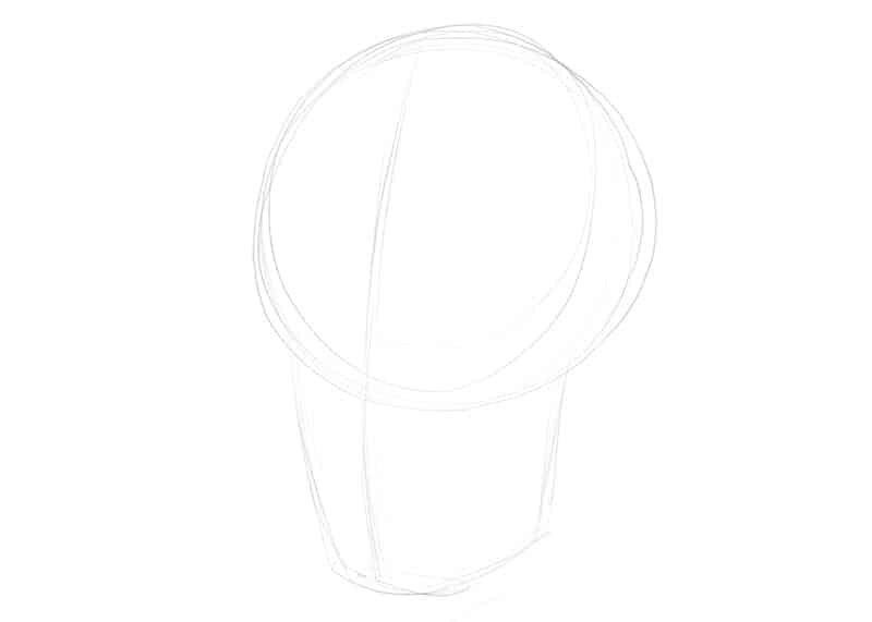 How to draw a skull, step 2, light erasing