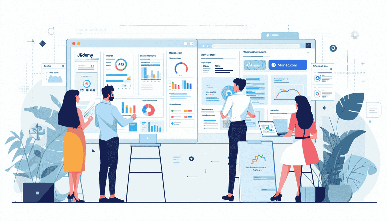 Graphic depicting several coworkers planning a project