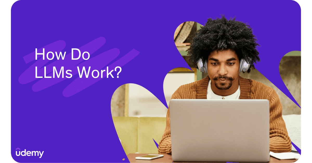 Graphic with man working at laptop